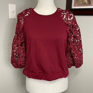Elegant Burgundy Lace Sleeve Top